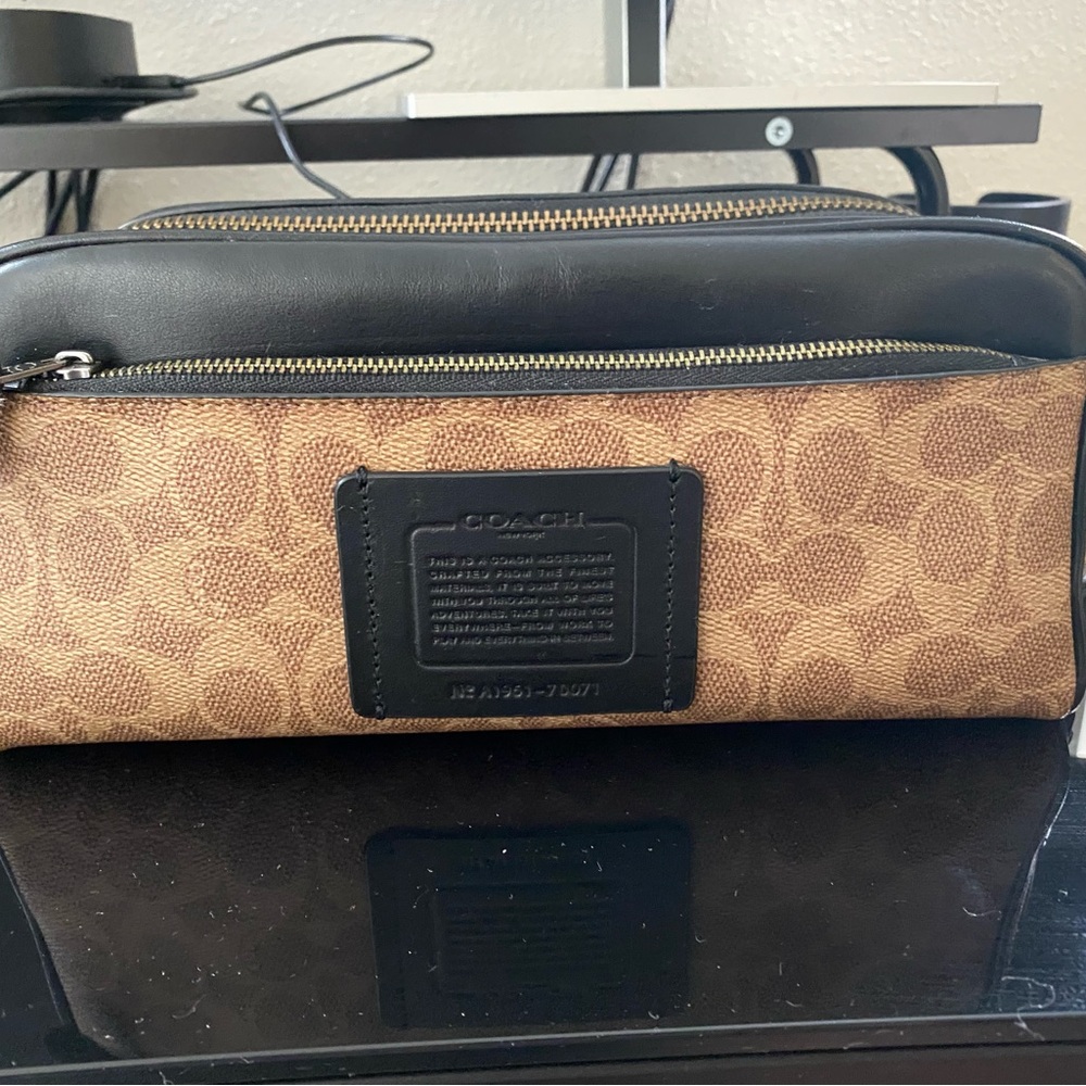 Coach Men's Tan and Black Bag